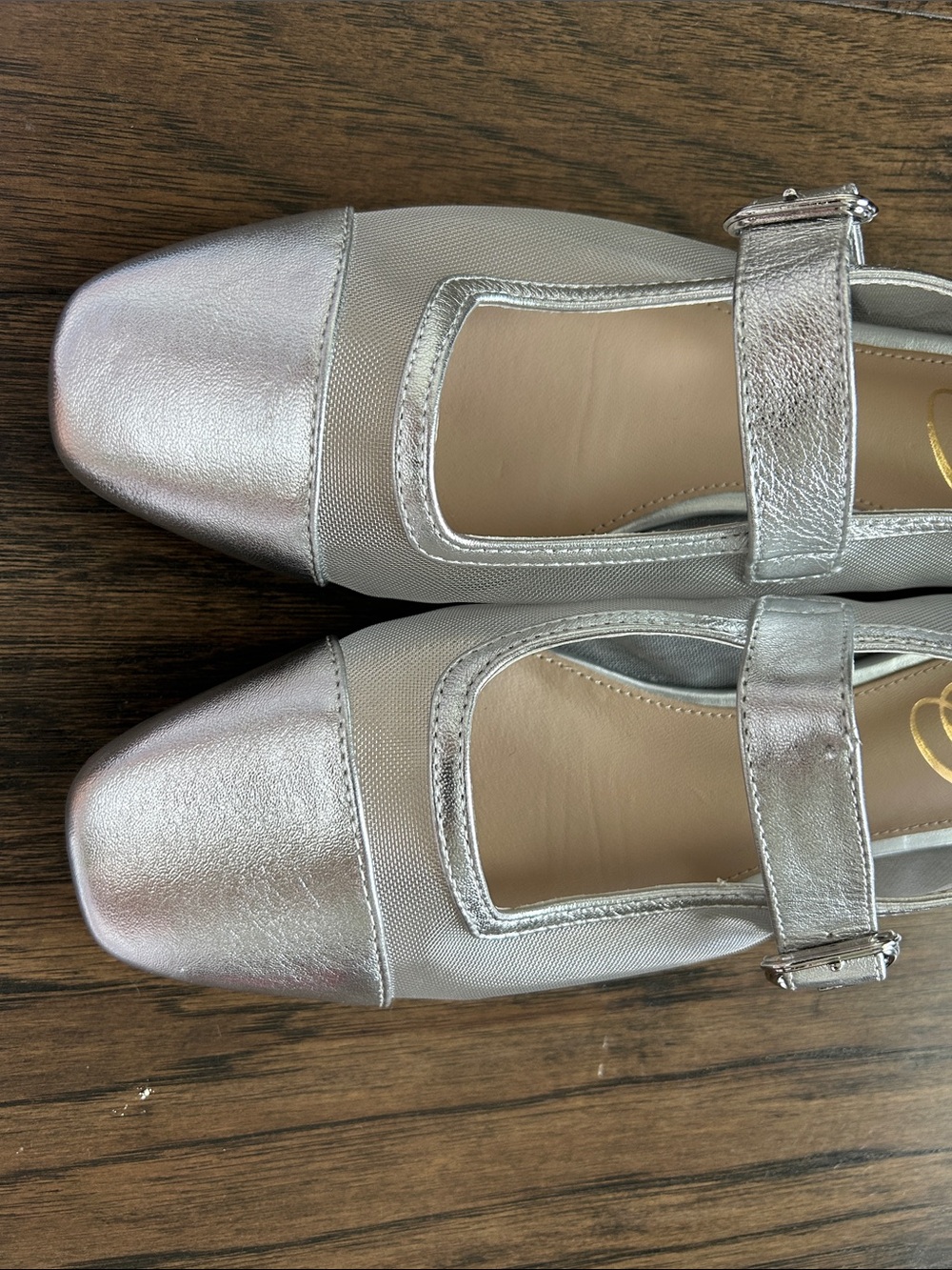 Sam Edelman Silver Mary Jane Flats with Square Toe - Picture 6 of 8